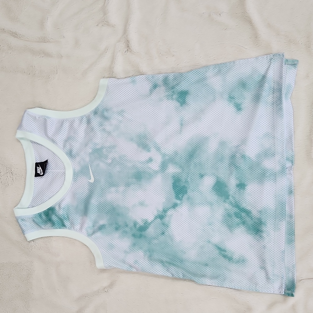 Nike Sleeveless Jersey Turquoise and White Tie-Dye Mesh | Women's Size Large